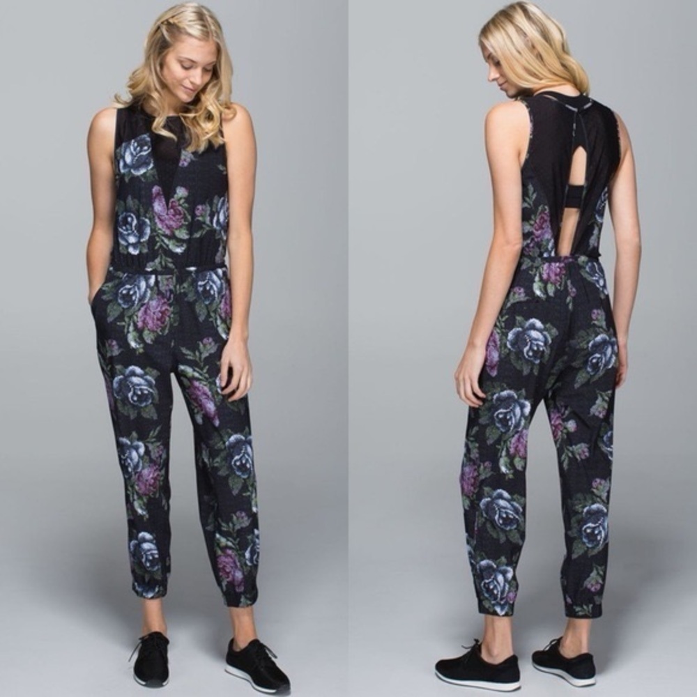 Rare Lululemon Party Onesie Garden Party Smooth Silver Multi Jumpsuit Sz 4